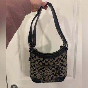 COACH Canvas Shoulder Bag in Black and Gray